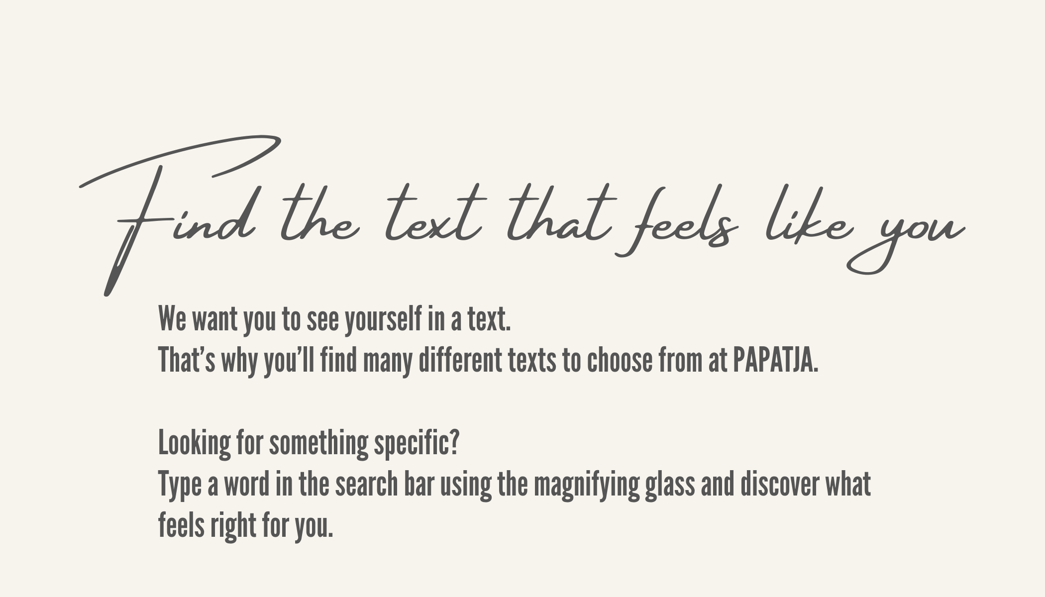 Find the text that feels like you at PAPATJA - tote bags with text