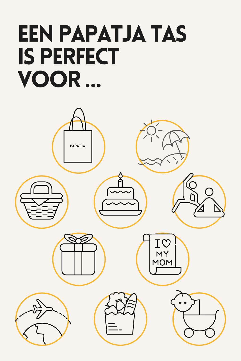 Katoenen PAPATJA tas, perfect voor jezelf, als cadeau en voor dagelijks gebruik.